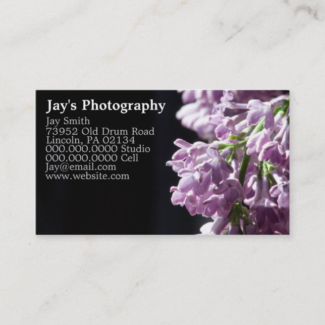 Photographer Business Cards Lilac (Front)