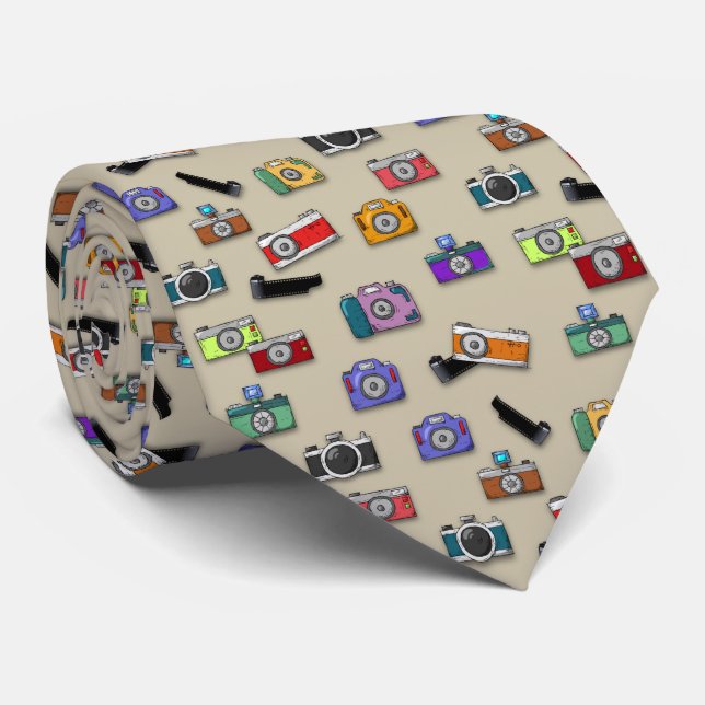 Photographer Camera Art Patterned Tie (Rolled)
