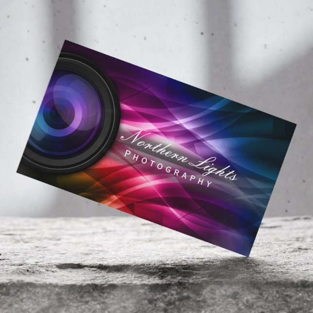 Photographer Camera Lens & Aurora Photography Business Card (Creator Uploaded)