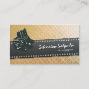 Photographer Camera Lens & Film Gold texture Business Card