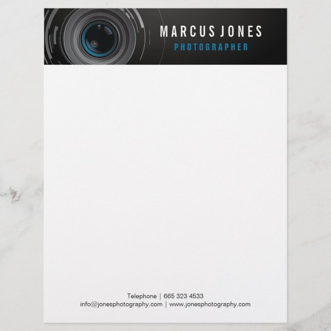 Photographer Camera Lense Branding Letterhead (Front)
