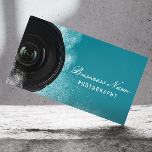 Photographer Camera Modern Teal Photography Business Card (Creator Uploaded)