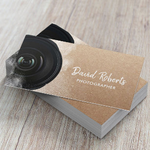 Photographer Camera Rustic Kraft Photography Business Card