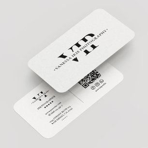 Photographer Cinematographer Modern Black White Business Card
