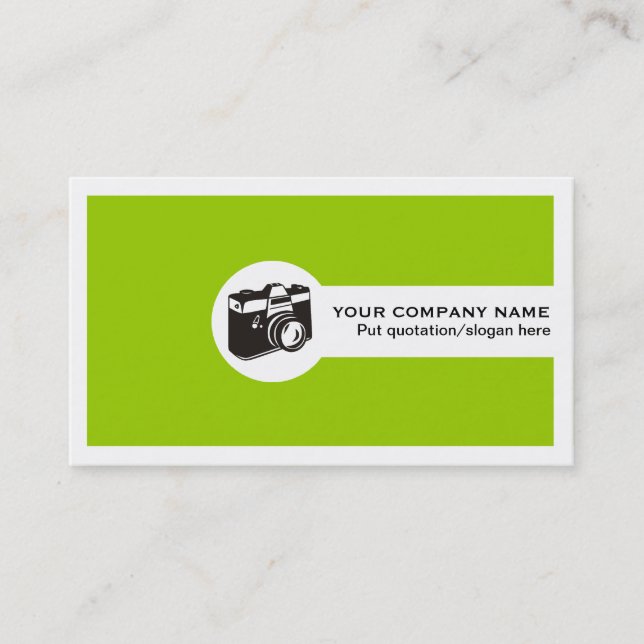 Photographer company business cards-lime green card (Front)