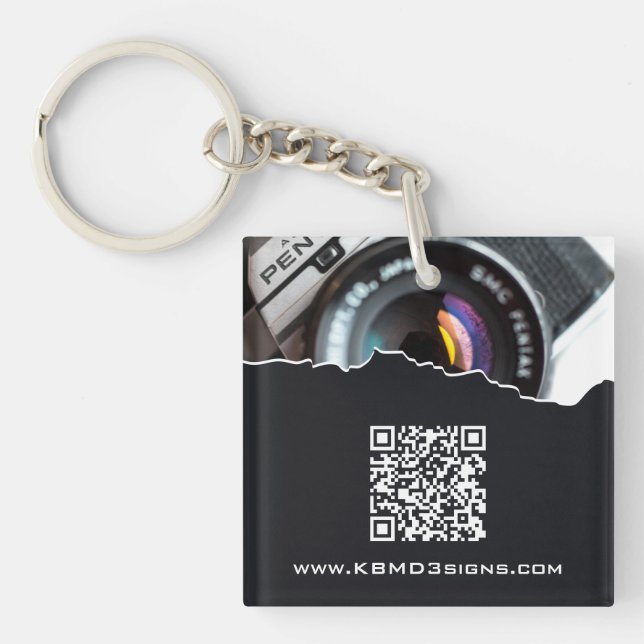 Photographer Custom Photo Black & White Key Ring (Front)