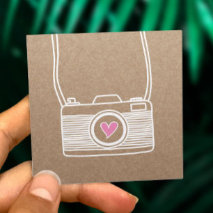 Photographer Cute Camera Photography Rustic Kraft Square Business Card
