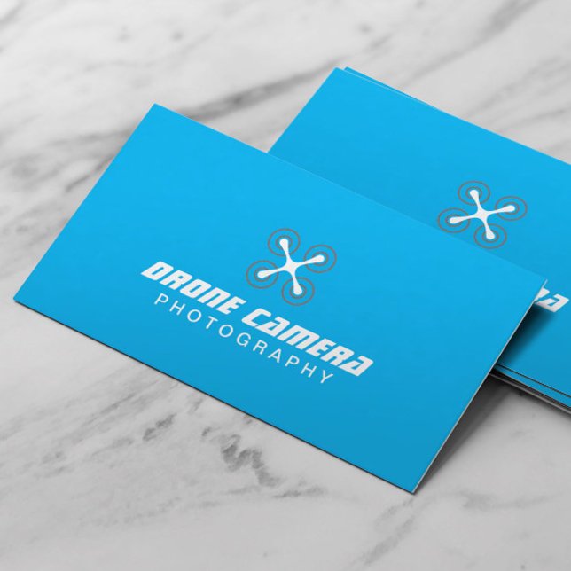 Photographer Drone Aerial Video & Photography Blue Business Card (Creator Uploaded)