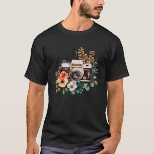 Photographer Floral Watercolor Vintage Camera Phot T-Shirt
