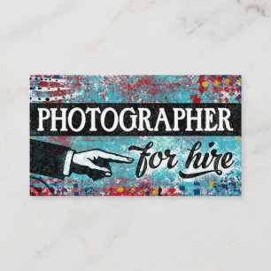 Photographer For Hire Business Cards - Blue Red