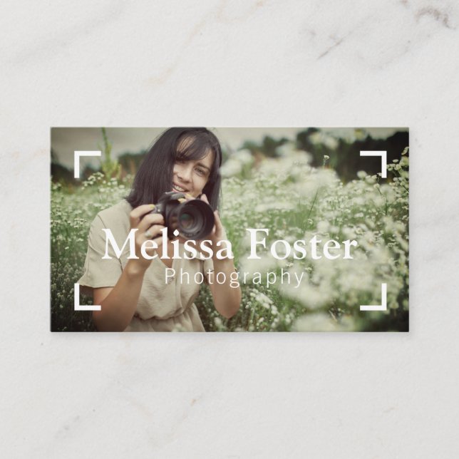 Photographer Frame Custom Photo Business Card (Front)