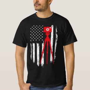 Photographer Gift - Distressed American Flag Photo T-Shirt