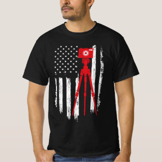Photographer Gift - Distressed American Flag Photo T-Shirt