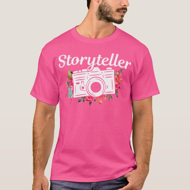 Photographer Gift Storyteller Flowers Camera Photo T-Shirt (Front)