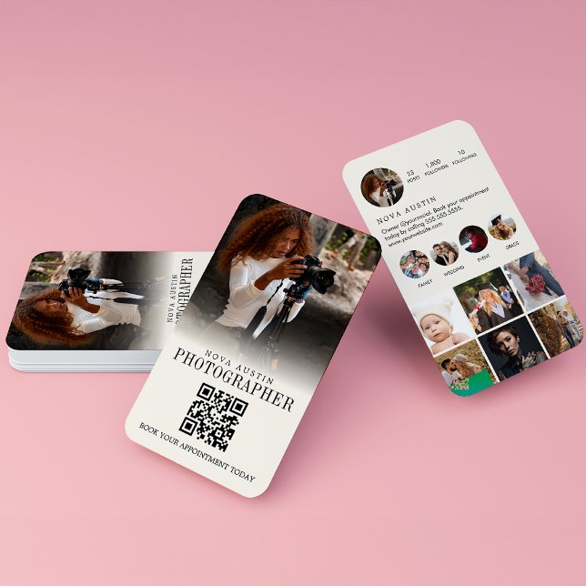 Photographer Instagram Influencer QR Code Trendy Business Card (Creator Uploaded)