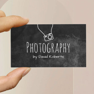 Photographer Minimal Camera Rustic Chalkboard Business Card