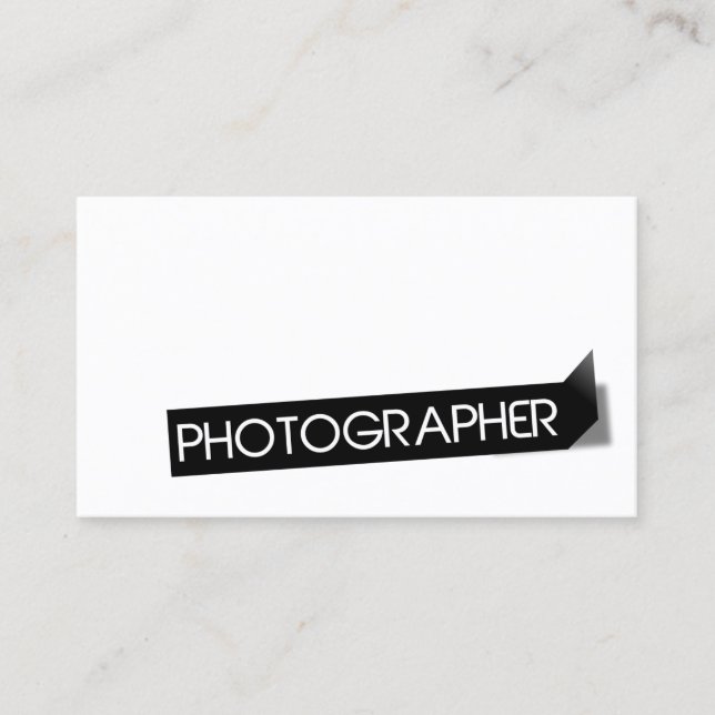 Photographer Modern Black Label Simple Plain Business Card (Front)