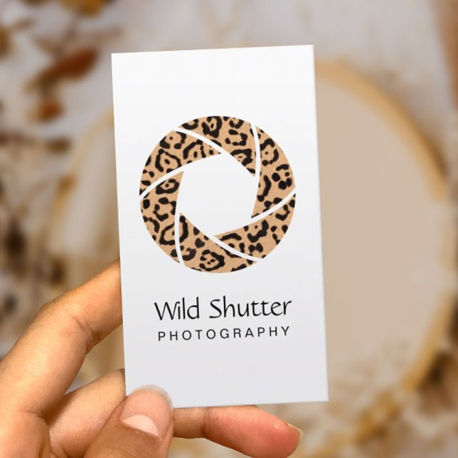 Photographer Modern Leopard Shutter Photography Business Card (Creator Uploaded)