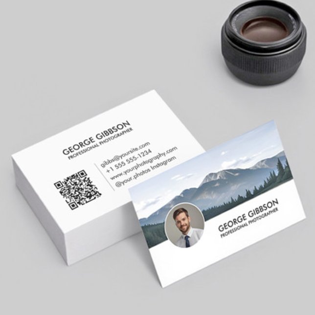 Photographer Modern Minimalist Photo Black & White Business Card (Creator Uploaded)