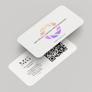 Photographer Peach Pink Purple Shutter LensMinimal Business Card