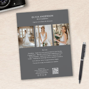 Photographer Photo QR Social Media Grey Business Flyer