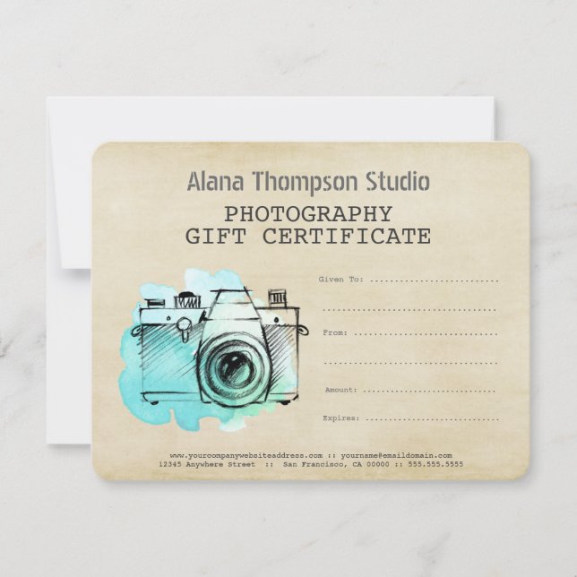 Photographer Photography Gift Certificate Template (Front)
