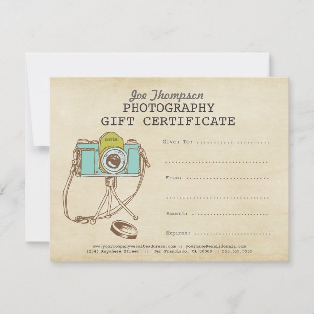 Photographer Photography Gift Certificate Template (Front)