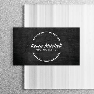 Photographer, Photography Logo on Black Wood Business Card