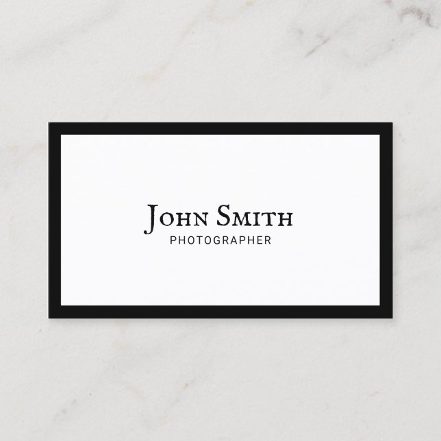 Photographer Plain Black Framed Photography Business Card (Front)