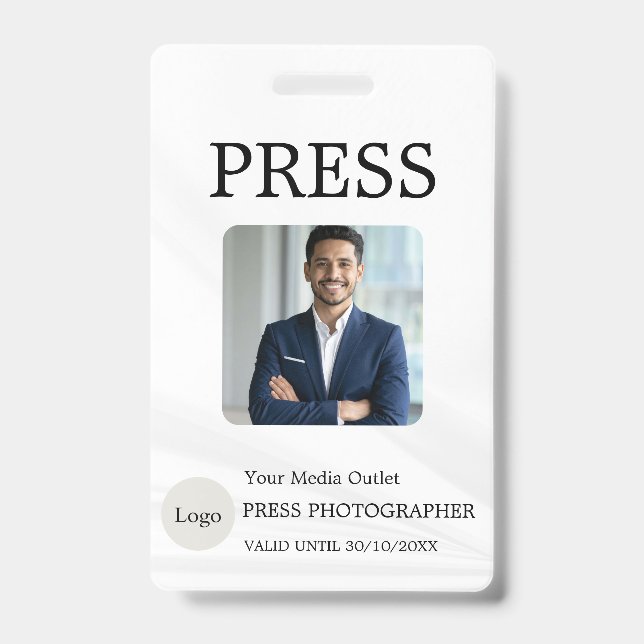Photographer Press Journalist Id Card Custom Badge (Front)