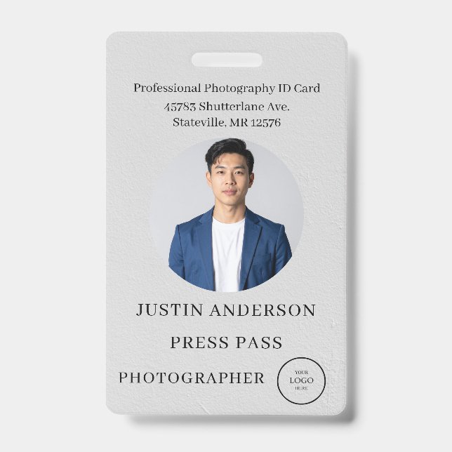 Photographer Press Journalist Id Card Custom Badge (Front)