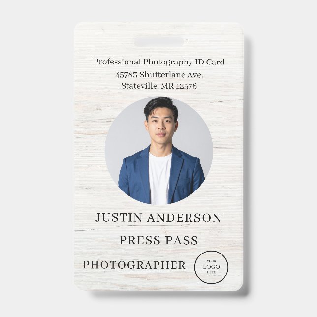 Photographer Press Journalist Id Card Custom Badge (Front)
