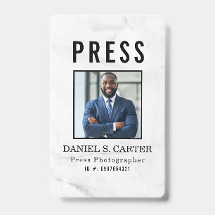 Photographer Press Journalist Id Card Custom Badge