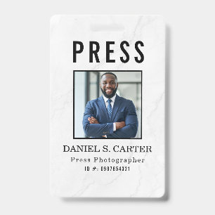 Photographer Press Journalist Id Card Custom Badge