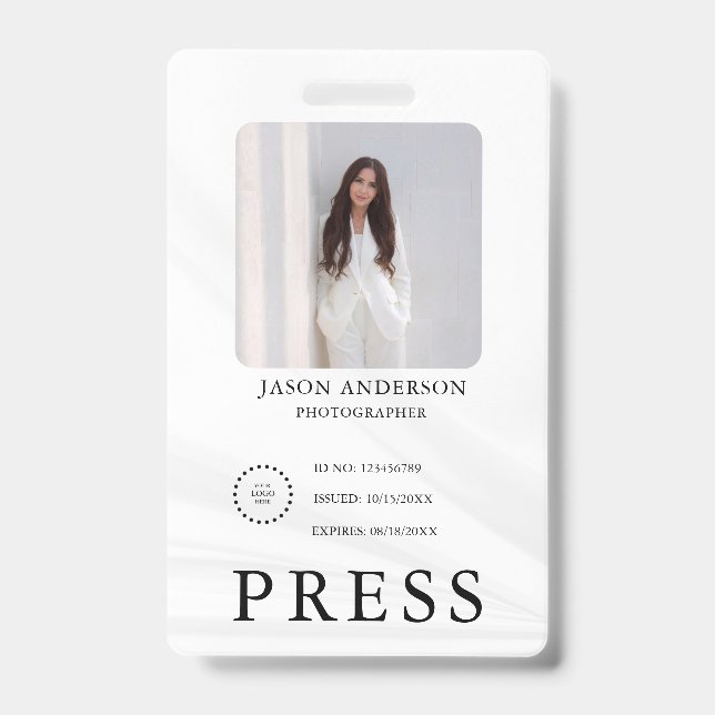 Photographer Press Journalist Id Card Custom Badge (Front)