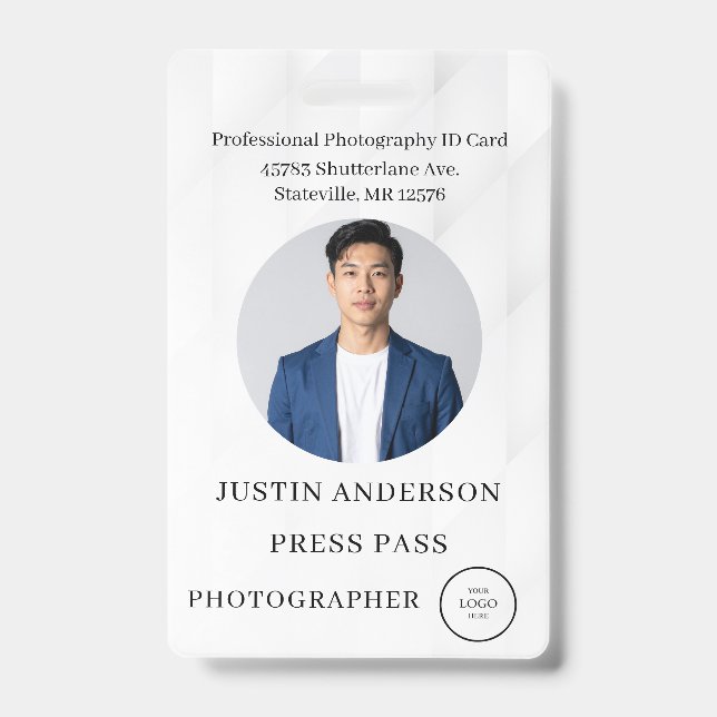 Photographer Press Journalist Id Card Custom Badge (Front)