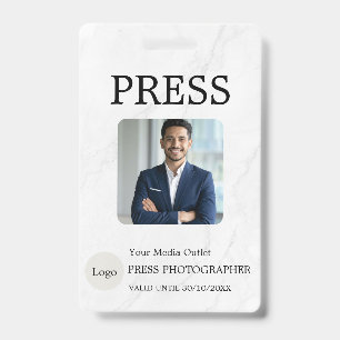 Photographer Press Journalist Id Card Custom Badge