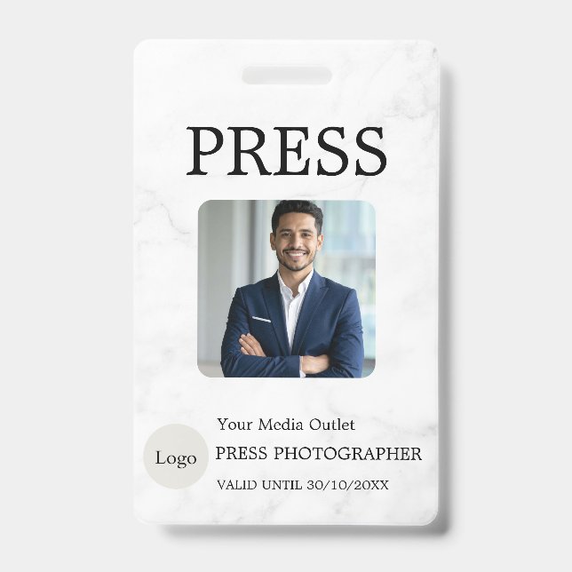 Photographer Press Journalist Id Card Custom Badge (Front)