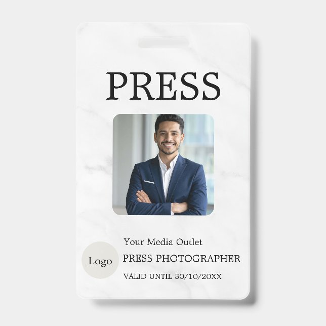 Photographer Press Journalist Id Card Custom Badge (Front)