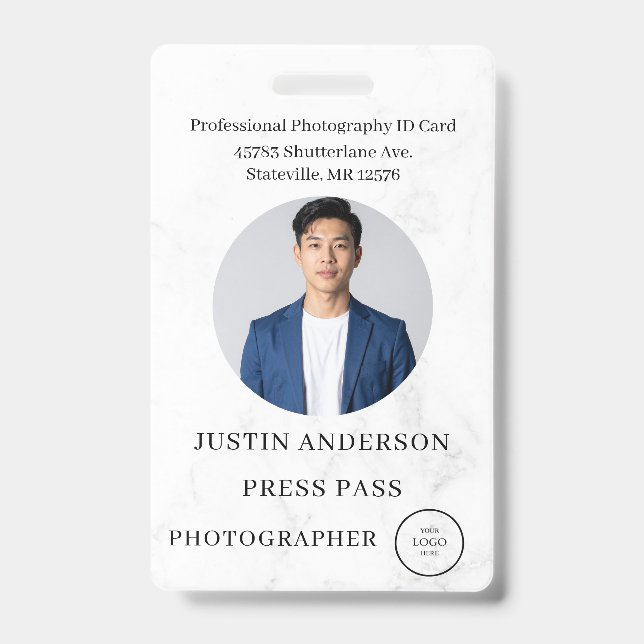 Photographer Press Journalist Id Card Custom Badge (Front)