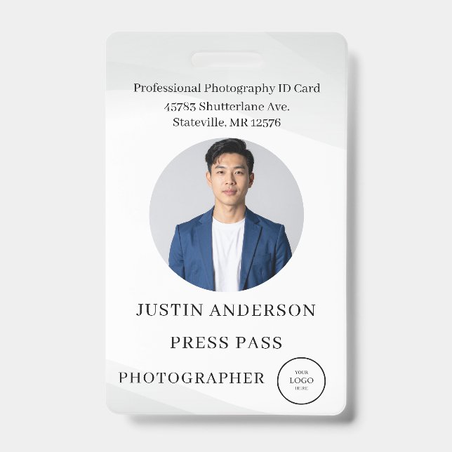 Photographer Press Journalist Id Card Custom Badge (Front)