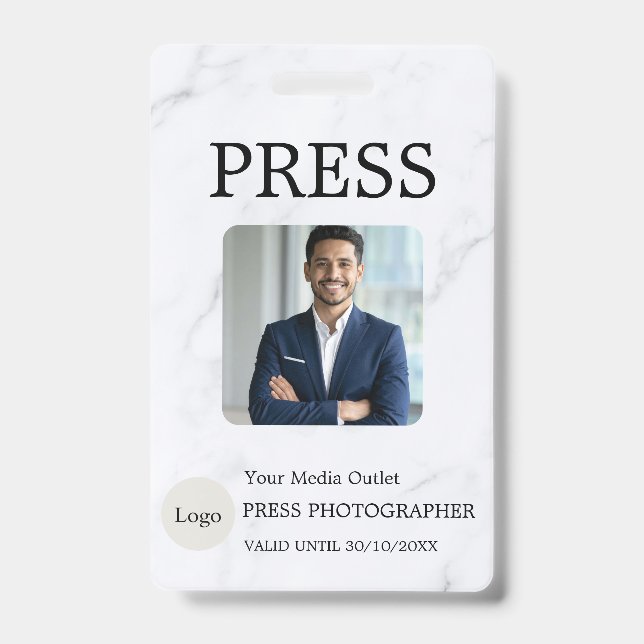 Photographer Press Journalist Id Card Custom Badge (Front)