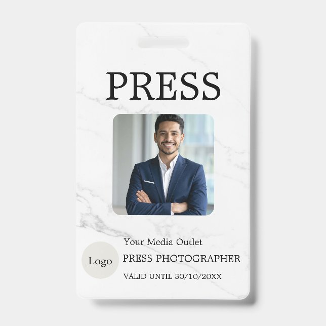 Photographer Press Journalist Id Card Custom Badge (Front)