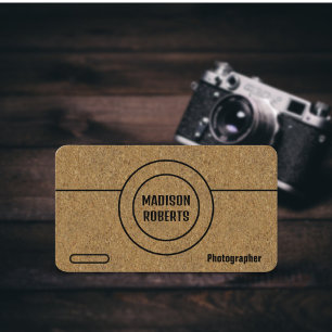 Photographer QR code brown kraft professional Business Card