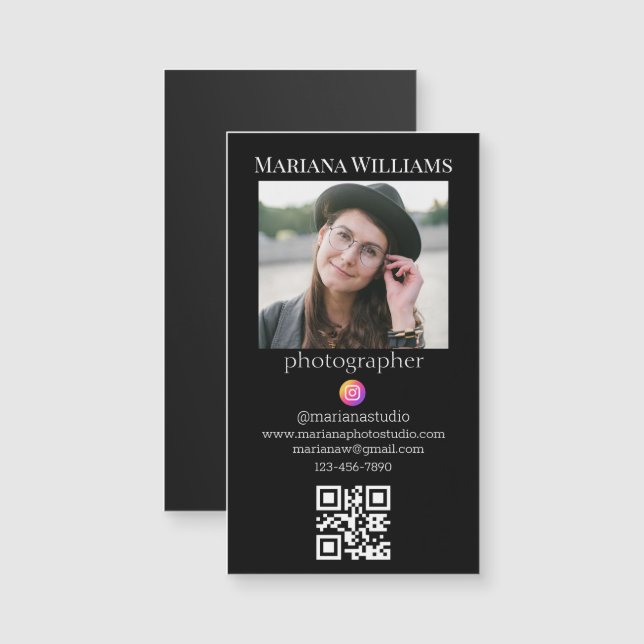 photographer qr code photo business magnet (Front/Back)