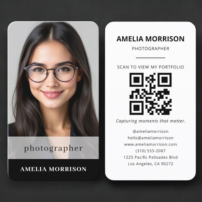 Photographer QR Code Photo Simple Business Card (Creator Uploaded)