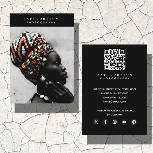 Photographer QR Code Social Media Photography Business Card