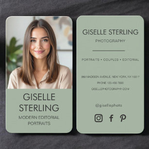 Photographer Sage Green Photo Business Card