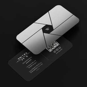 Photographer Shutter Lens Elegant Black Silver Business Card