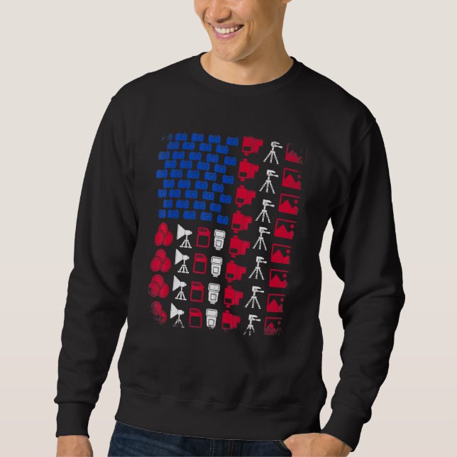 Photographer Tool American Flag Pride 4th July Pho Sweatshirt (Front)